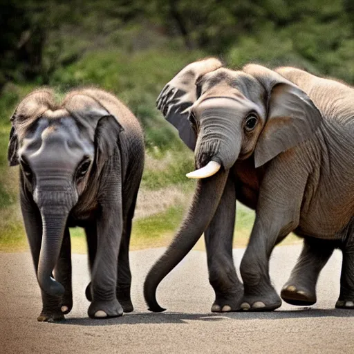 Image similar to a Elephant-Pug Hybrid, A Elephant that looks like a pug, huge tusks, afternoon hangout, good times photograph, candid