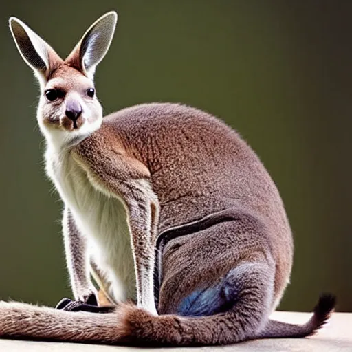 Image similar to a kangaroo - cat - hybrid, animal photography