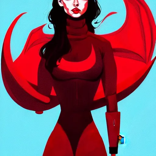 Image similar to Ana de Armas portrait anthropomorphic dragon wearing red clothes, perfect master piece, award winning, full body in the graphic style of Patrick Gleason, detailed art, trending on Artstation, sharp focus, comic art