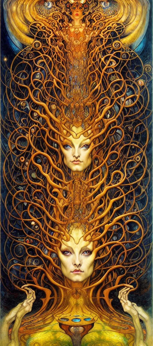 Image similar to Divine Chaos Engine by Karol Bak, Jean Delville, William Blake, Gustav Klimt, and Vincent Van Gogh, symbolist, visionary