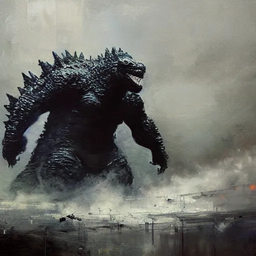 Image similar to godzilla painted by jeremy mann, highly derailed