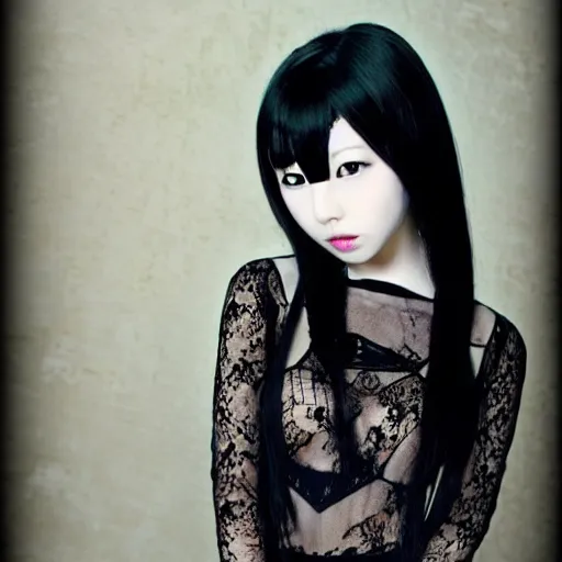 Prompt: beautiful Goth Japanese girl