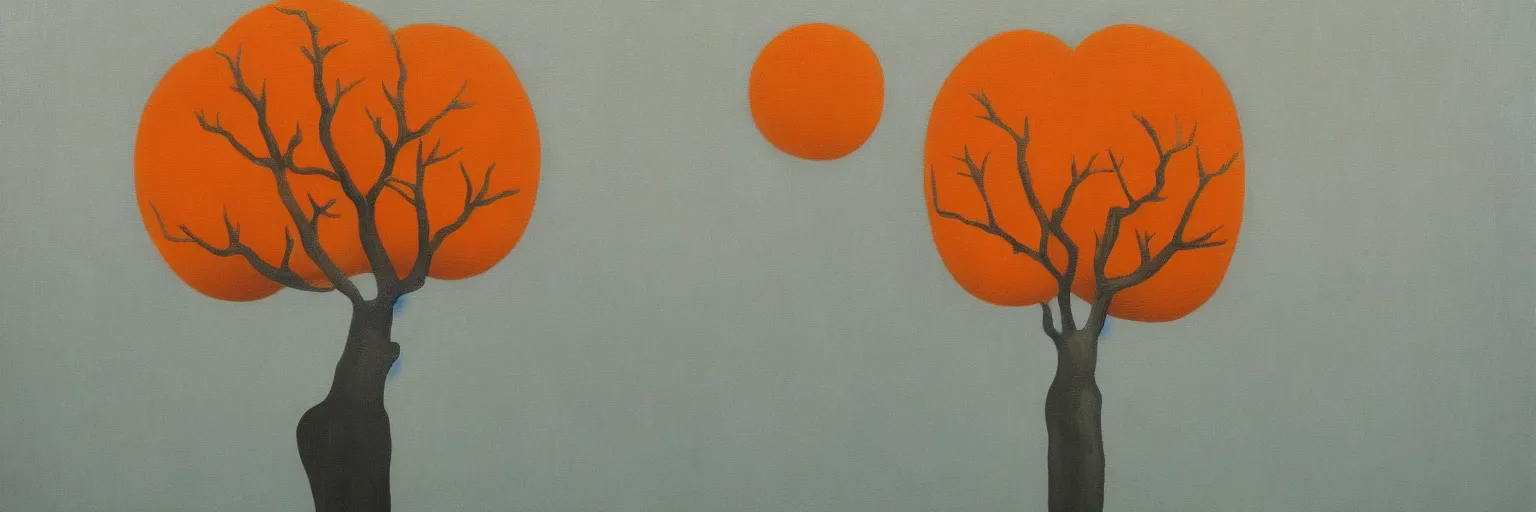 Prompt: orange painting magritte