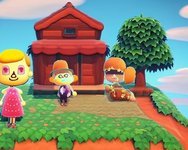 Prompt: a strange and creepy monster in animal crossing