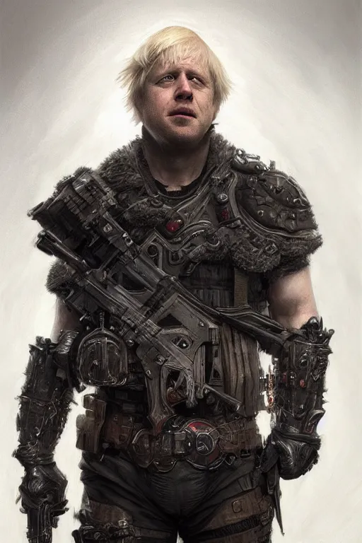 Image similar to Boris Johnson as Punisher, portrait, elegant, intimidating pose, very detailed face, studio lighting, photorealism, wearing armor plate with a skull,Livia Prima,Mucha,fantasy art,beautiful,artstation,trending on artstation,intricate details,alluring,masterpiece