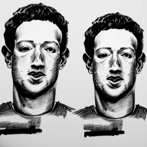 Image similar to pen sketch of mark zuckerberg, low detail, simple