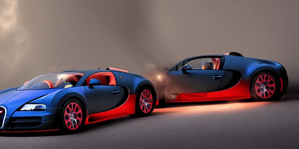 Image similar to bugatti veyron, volumetric lighting