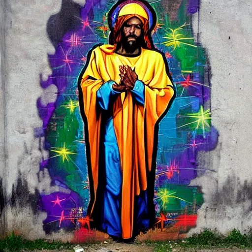 Prompt: street art hip hop gangsta jesus