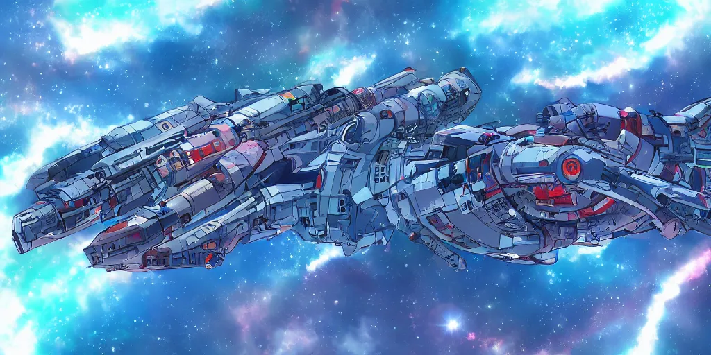 Image similar to Tardigrade shaped space ship in space, Hyper detailed, Anime, Gurren Lagan, 4k, Illustration