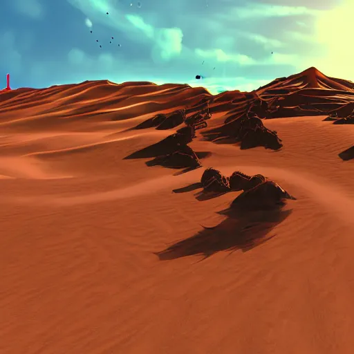 Image similar to dune battle for arrakis multiplayer in the style of ben fiquet