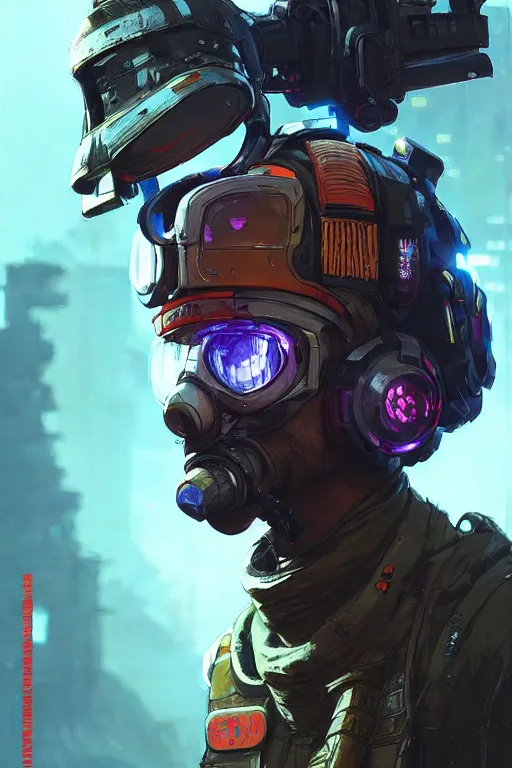 Prompt: soldier from apex legends, cyberpunk futuristic neon. reflective puffy coat, decorated with traditional japanese ornaments by ismail inceoglu dragan bibin hans thoma greg rutkowski alexandros pyromallis nekro rene maritte illustrated, perfect face, fine details, realistic shaded, fine - face, pretty face