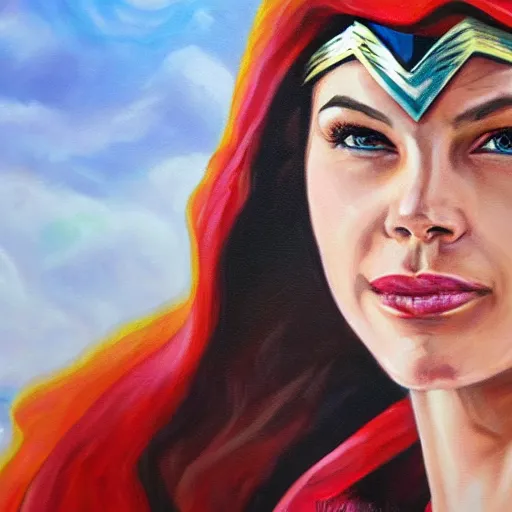 Image similar to wonder women, oil painting, highly detailed, new costume, medium close - up