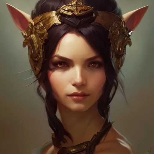 Prompt: Yordle, closeup, D&D, fantasy, intricate, elegant, highly detailed, digital painting, artstation, concept art, matte, sharp focus, illustration, art by Artgerm and Greg Rutkowski and Alphonse Mucha