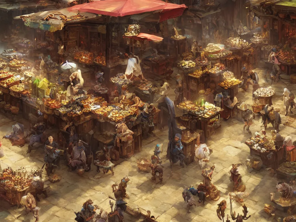 Prompt: a market vendor in the baroque era, hearthstone art style, epic fantasy style art by Craig Mullins, fantasy epic digital art, epic fantasy card game art by Greg Rutkowski