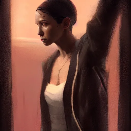 Image similar to portrait of a woman by greg rutkowski, anya solo, black bob hair, tall and slender, star wars expanded universe, wearing a black flying jacket, she is about 2 0 years old, highly detailed portrait, digital painting, artstation, concept art, smooth, sharp foccus ilustration, artstation hq