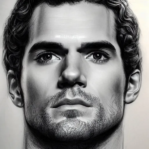 Prompt: portrait of henry cavill with a huge nose, pencil drawing