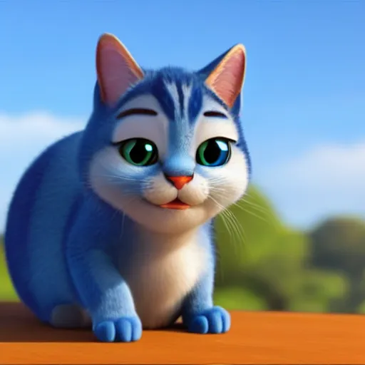 Prompt: a cute blue cat as a pixar disney character from up ( 2 0 0 9 ), unreal engine, octane render, 3 d render, photorealistic