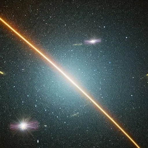 Prompt: spaceship shooting multiple tracers in space near earth, realistic photo from nasa