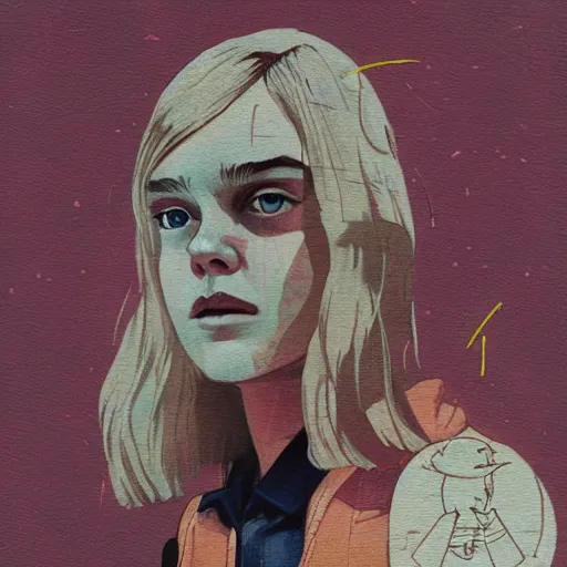 Prompt: Elle Fanning in the world of Fallout 3 picture by Sachin Teng, asymmetrical, dark vibes, Realistic Painting , Organic painting, Matte Painting, geometric shapes, hard edges, graffiti, street art:2 by Sachin Teng:4