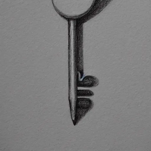 Image similar to a key in hand, simple pencil drawing