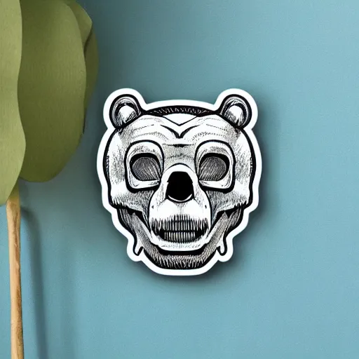 Image similar to cute bear skull mask sticker