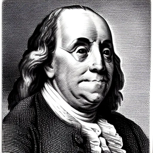 Image similar to benjamin franklin head on a snail body meme