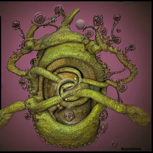 Image similar to internal lymphocyte virion rawandrendered synaptic transmission embryonic beholder shoggoth by kumpan alexandr. # imaginativerealism