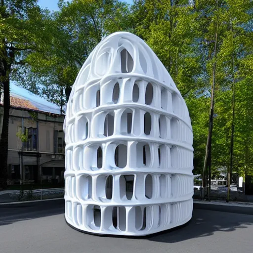 Prompt: 3d printed building, parametric design