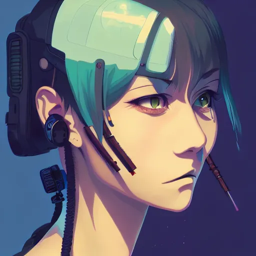 Image similar to portrait of a cyberpunk tattooed barmaid, anime, artstation, elegant, highly detailed, digital painting, concept art, smooth, sharp focus, illustration, art by studio ghibli, fujita goro, atey ghailan, tom whalen, jean giraud 8 k