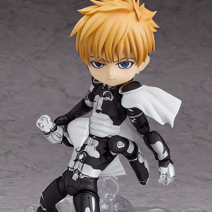 Prompt: Genos, An anime Nendoroid of Genos from One Punch Man , figurine, detailed product photo