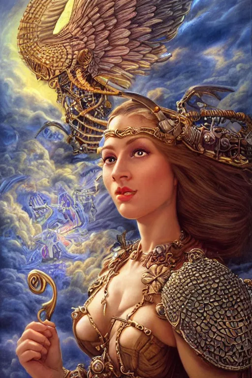 Prompt: Mystical Valkyrie, Portrait of a beautiful female Atlantean Reptilian Warrior, Realistic, Regal, Refined, Detailed Digital Art, Michael Cheval, Walt Disney (1937), François Boucher, Oil Painting, Steampunk, Josephine wall, Highly Detailed, Cinematic Lighting, Unreal Engine, 8k, HD