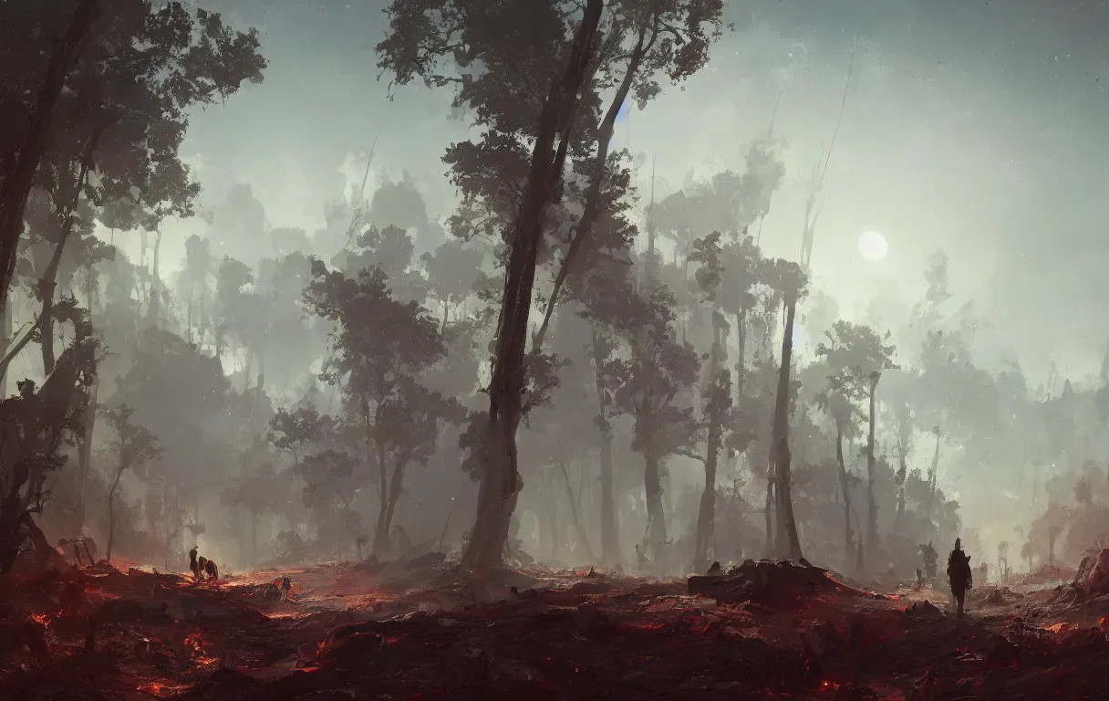 Prompt: A digital painting of scorched earth, by Ismail Inceoglu and Caspar David Friedrich, stunning, photorealistic, highly-detailed, 4k, ue5, light effect, rtx on, realistic, cinematic, IMAX quality, trending on artstation