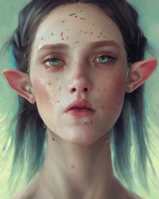 Image similar to an upper body portrait of a beautiful elf princess, oil painting, by Fernanda Suarez and and Edgar Maxence and greg rutkowski