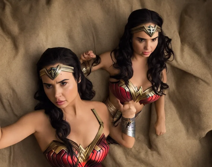 Image similar to movie still of demi rose wearing tube top from the movie wonder woman, directed by scott snyder, 4 k hd, oscar winning, high detail