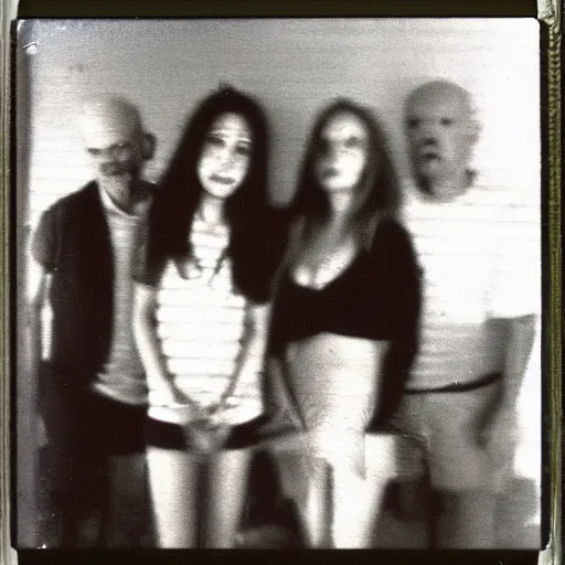 Image similar to a found polaroid photo of trash humpers in the backrooms