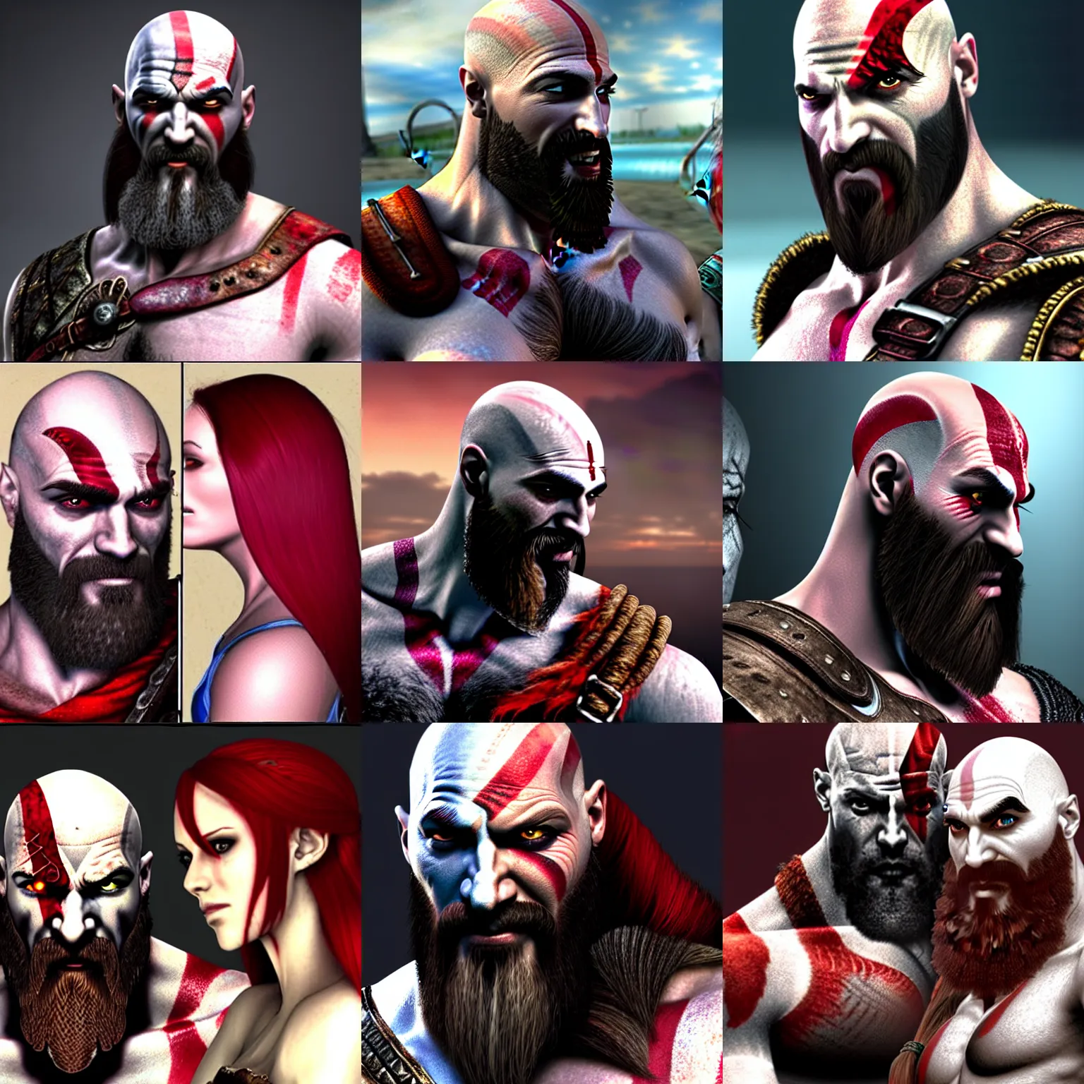 Prompt: kratos with woman's hair