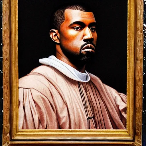 Image similar to A Renaissance portrait painting of Kanye West