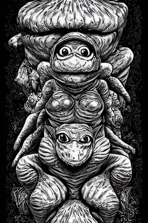 Image similar to toad goblin, symmetrical, highly detailed, digital art, sharp focus, trending on art station, kentaro miura manga art style