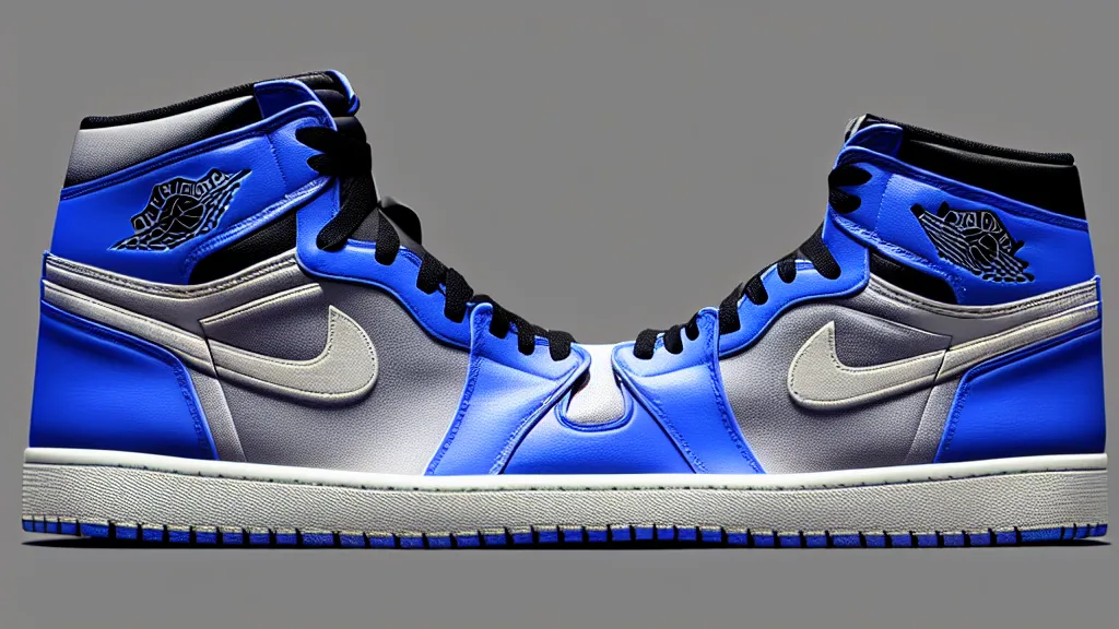 Image similar to sneakers Air Jordan 1 with elements of plane F18 in blue color, pixel art by Gerardo Quiroz, devian art, 4k