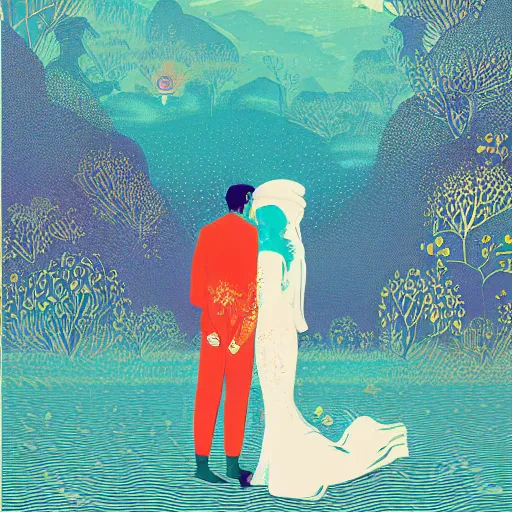 Image similar to illustration of love tender by Victo Ngai and James Gilleard and Bruce Pennington