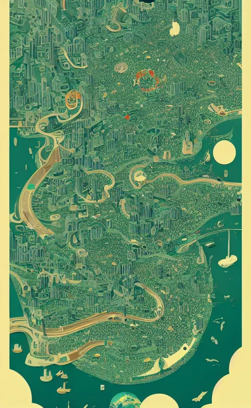 Image similar to dubai poster map, poster art by victo ngai, behance contest winner, environmental art, lovecraftian, intricate, infographic, marginalia, unreal engine, epic