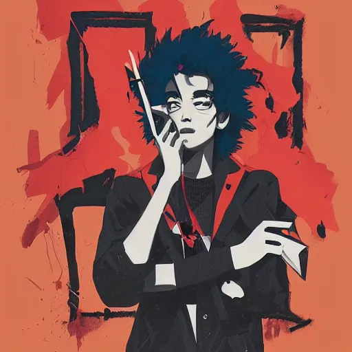 Prompt: YSL x Vlone x Akuma Profile Picture by Sachin Teng, asymmetrical, Organic Painting , Matte Painting, geometric shapes, hard edges, graffiti, street art,:2 by Sachin Teng:4