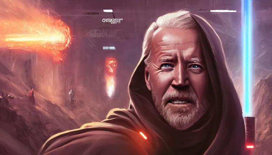 Image similar to joe biden is obi - wan kenobi, billboard image, hyperdetailed, artstation, cgsociety, 8 k