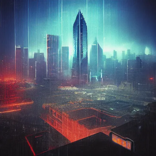 Image similar to bladerunner style dallas skyline picture, beksinski and cyberpunk 2 0 7 7 style