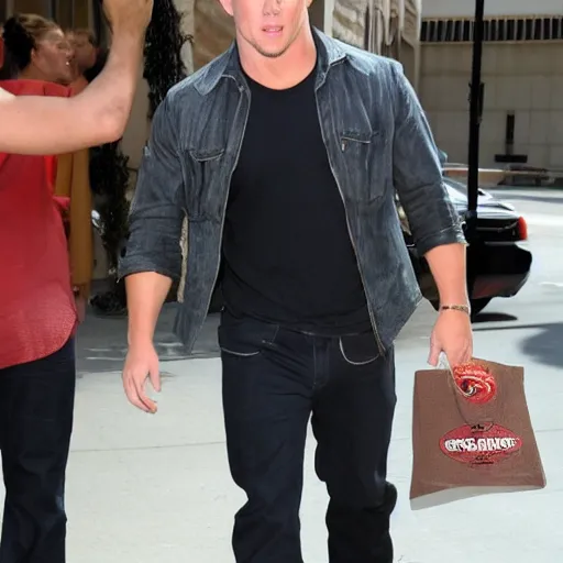 Prompt: channing tatum has a giant tater tot head n - 9