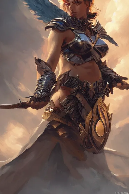 Image similar to amazon valkyrie athena, d & d, fantasy, portrait, highly detailed, headshot, digital painting, trending on artstation, concept art, sharp focus, illustration, art by artgerm and greg rutkowski and magali villeneuve