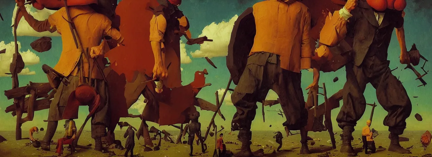 Image similar to full - body portrait surreal colorful clay fighting artstation rpg gentleman character concept art anatomy, action pose, very coherent and colorful high contrast masterpiece by norman rockwell franz sedlacek hieronymus bosch dean ellis simon stalenhag rene magritte gediminas pranckevicius, dark shadows, sunny day, hard lighting, reference sheet white! background