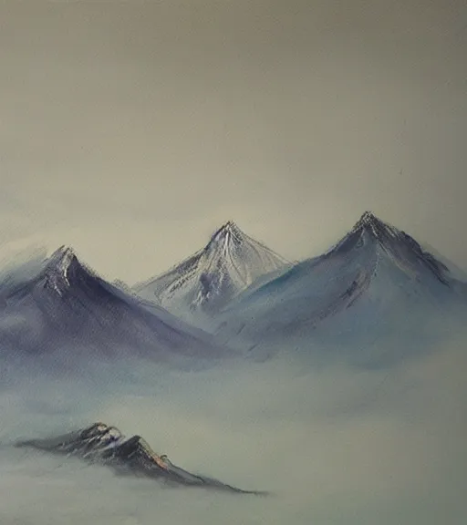 Prompt: painting of mountains by yun shouping