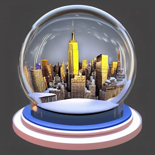 Prompt: snow globe of new york city, artstation, photorealism