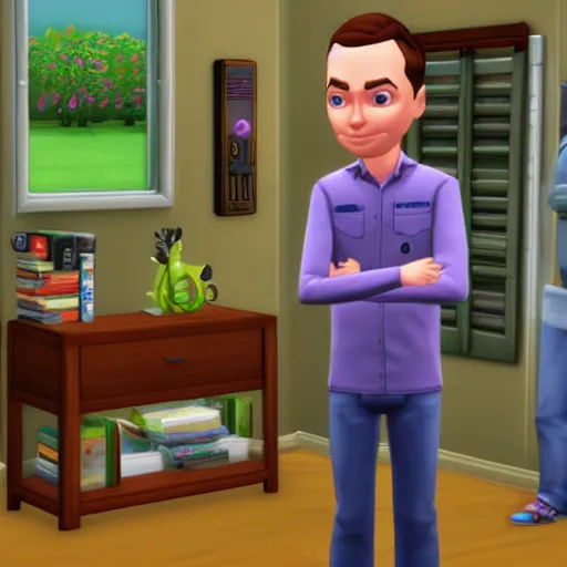 Prompt: sheldon cooper in the sims 4